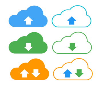 Multi-Colored Cloud Outlines Containing Up and Down Arrows