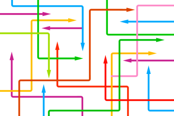A collage of interconnecting arrows